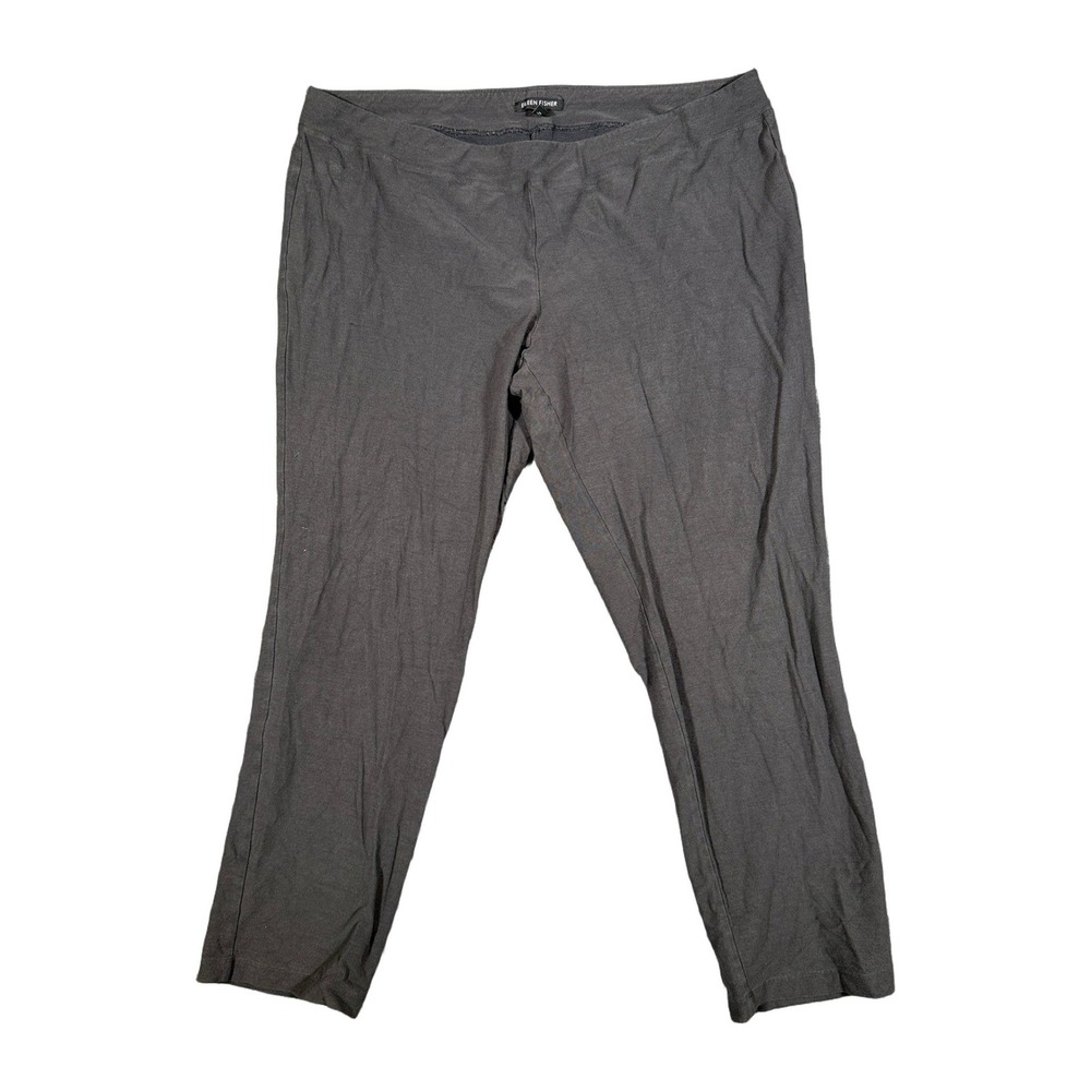 Eileen Fisher Womens Charcoal Gray Viscose‎ Stretch Slim Leg Pants Size L NWOT
